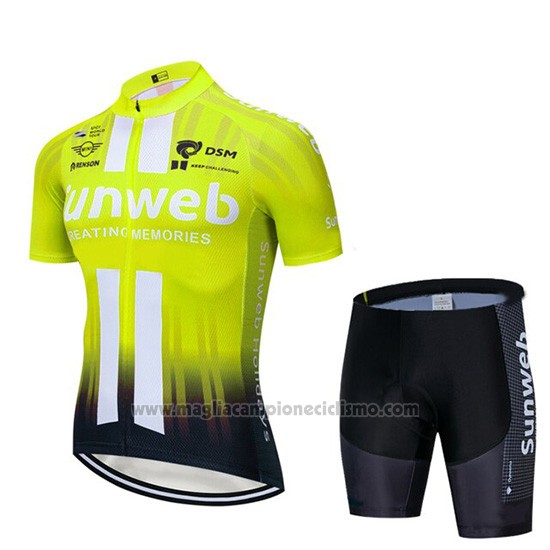 2019 Abbigliamento Ciclismo Sunweb Giallo Bianco Manica Corta e Salopette